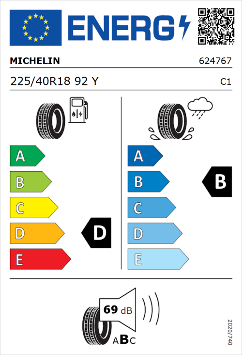 Tyre Label for Michelin Pilot Sport 2 ZP 225/40R18 92Y